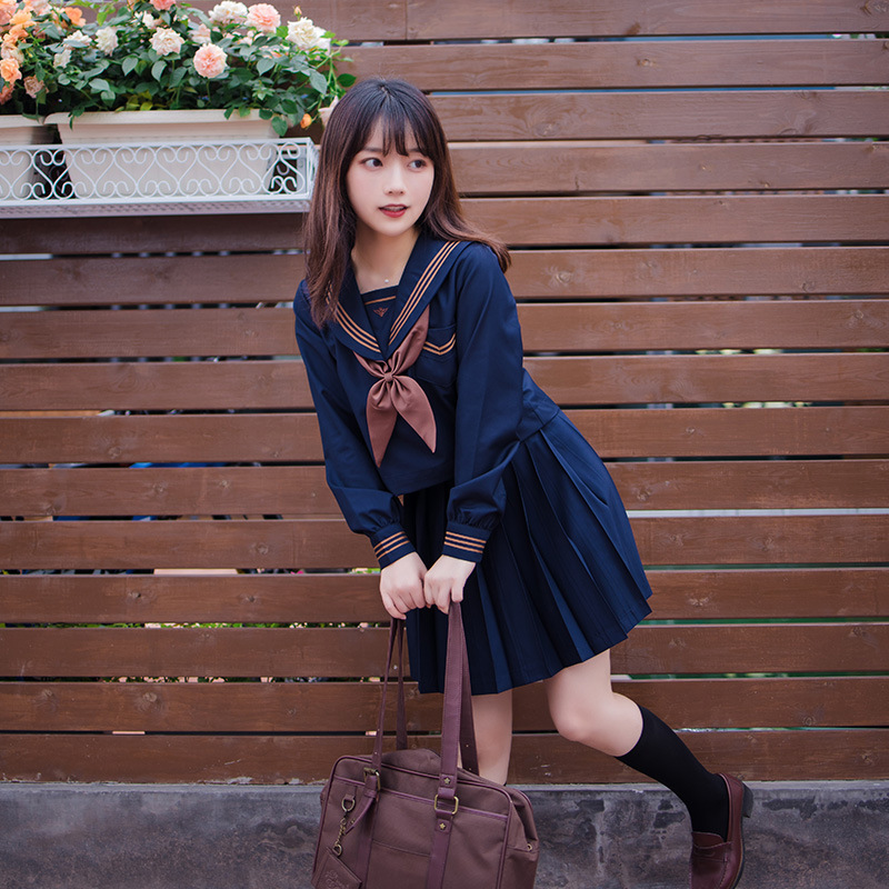 制服コスプレ 清楚系三本線襟デザインセーラー服上下セット