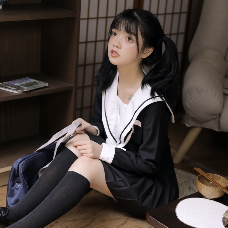 制服コスプレ 清楚系黒白配色セーラー服セット
