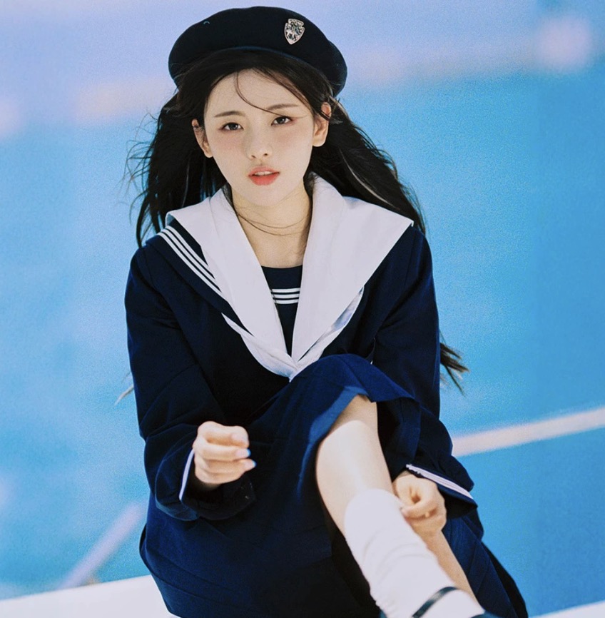 メイン画像:1枚目:制服コスプレ 爽やか白襟セーラー服コスプレ帽子付き三点セット