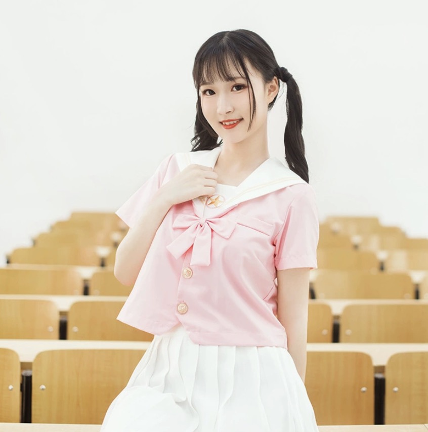 メイン画像:1枚目:制服コスプレ 清楚系桜色セーラー服上下セット