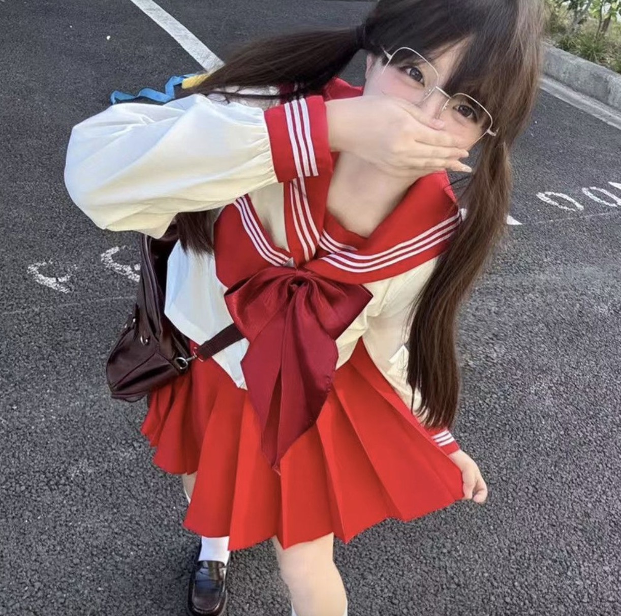 メイン画像:2枚目:制服コスプレ 清楚系赤白配色セーラー服コスプレ衣装