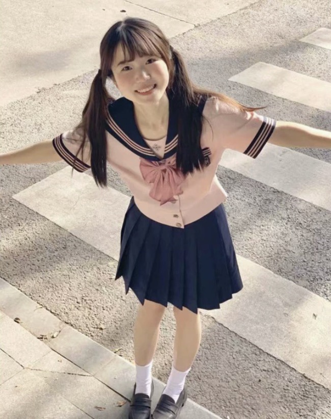 メイン画像:1枚目:制服コスプレ 清楚系ピンクリボンセーラー服上下セット