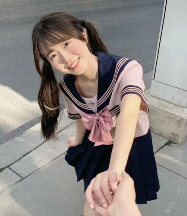メイン画像:2枚目:制服コスプレ 清楚系ピンクリボンセーラー服上下セット