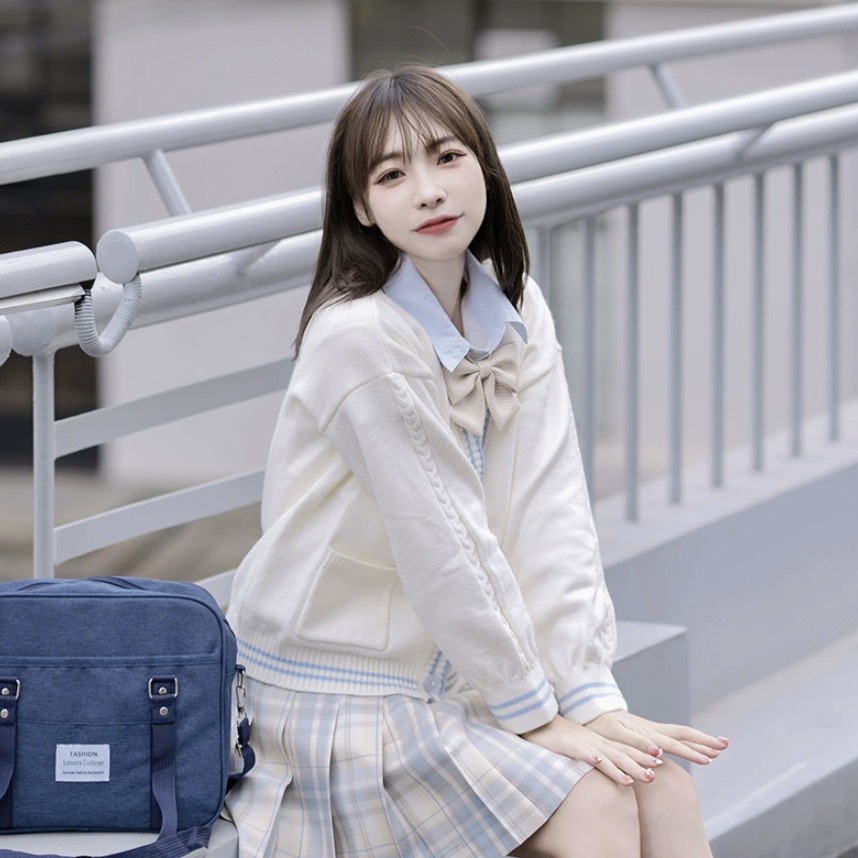 メイン画像:3枚目:制服コスプレ 爽やかチェック柄プリーツスカート制服三点セット