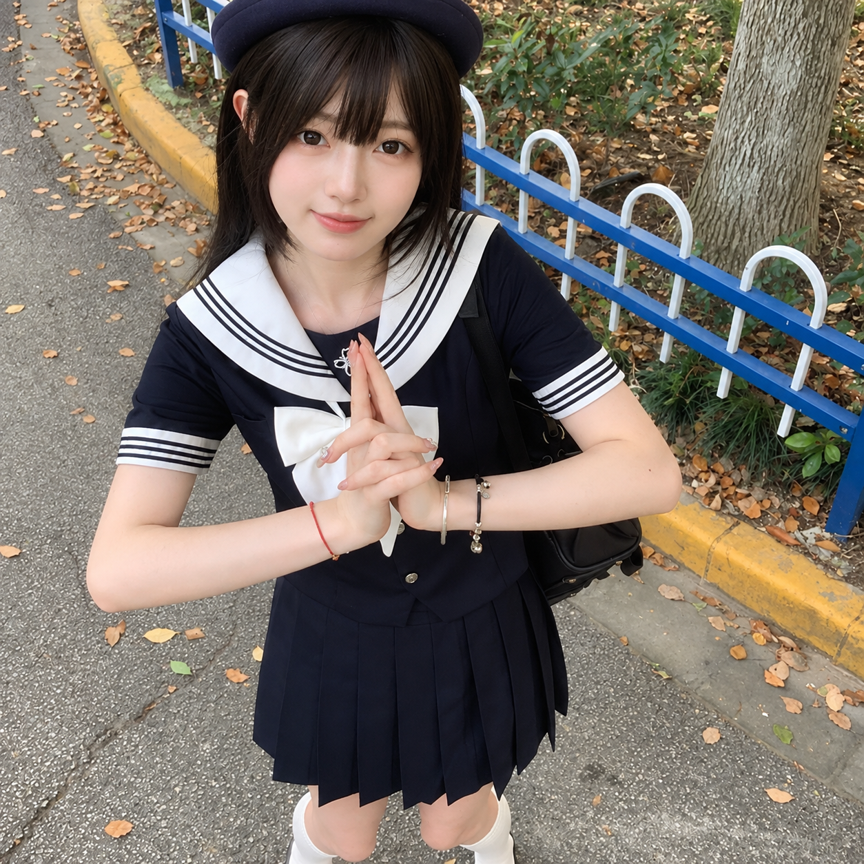 メイン画像:0枚目:伝統的白襟三本線セーラー服制服コスプレ