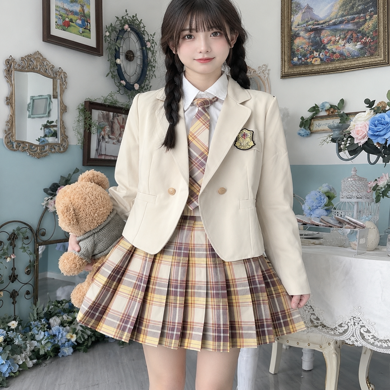 メイン画像:0枚目:制服コスプレ 清楚系学園制服三点セットブレザー付き