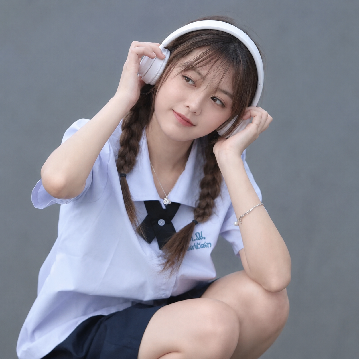 メイン画像:0枚目:制服コスプレ 清楚系リボン付き半袖ブラウス学生服セット