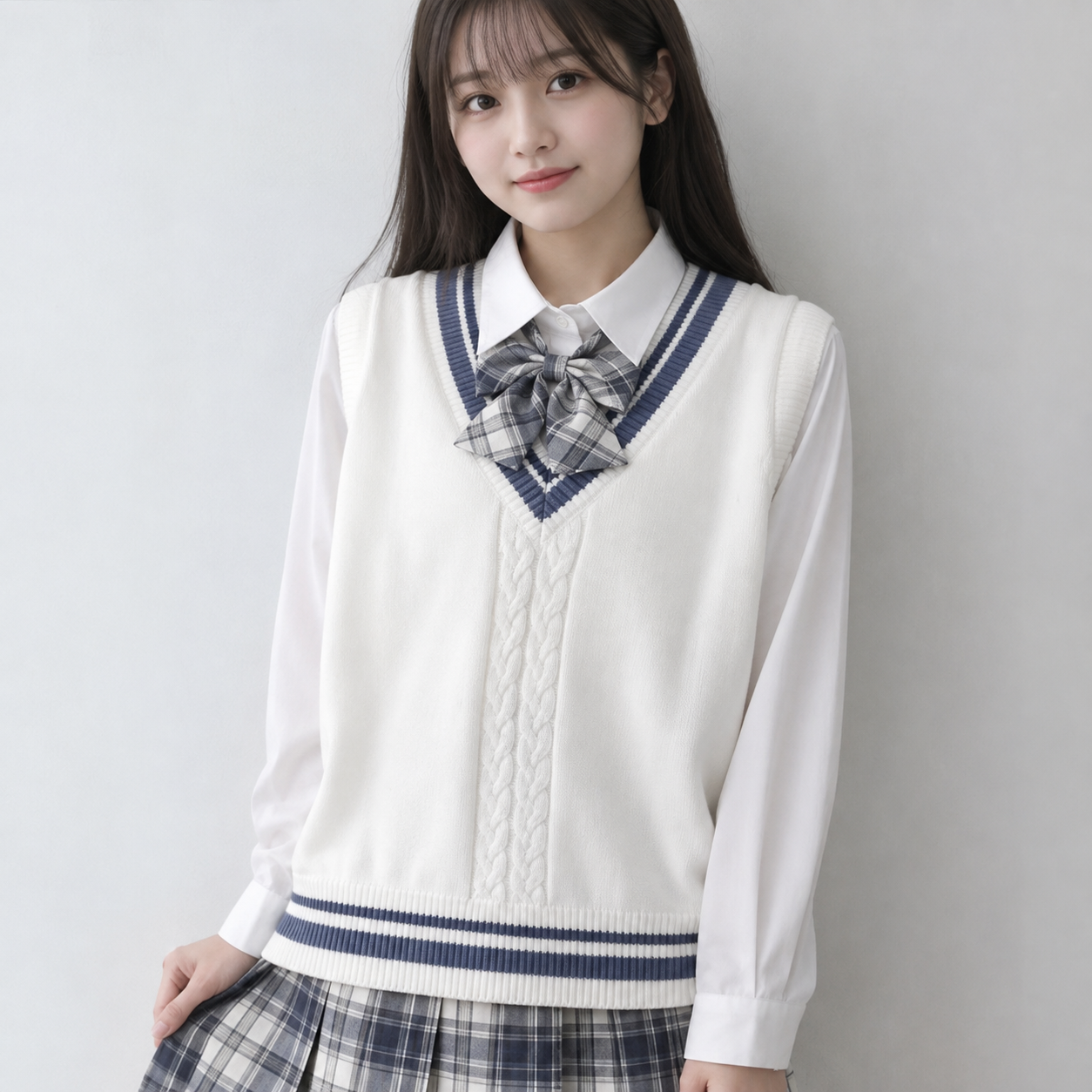 メイン画像:0枚目:制服コスプレ 清楚系学園風ケーブル編みニットベスト