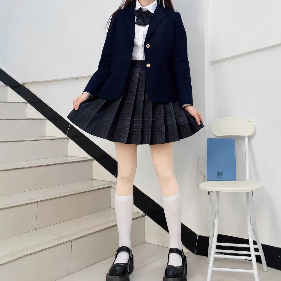 制服コスプレ 清楚系学生風プリーツスカート付きブレザー三点セット