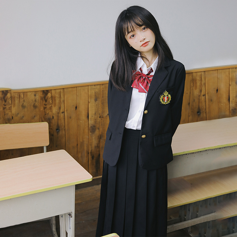 制服コスプレ 正統派学園風ブレザー制服セット四点