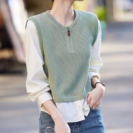 トップス 重ね着風ニットベスト