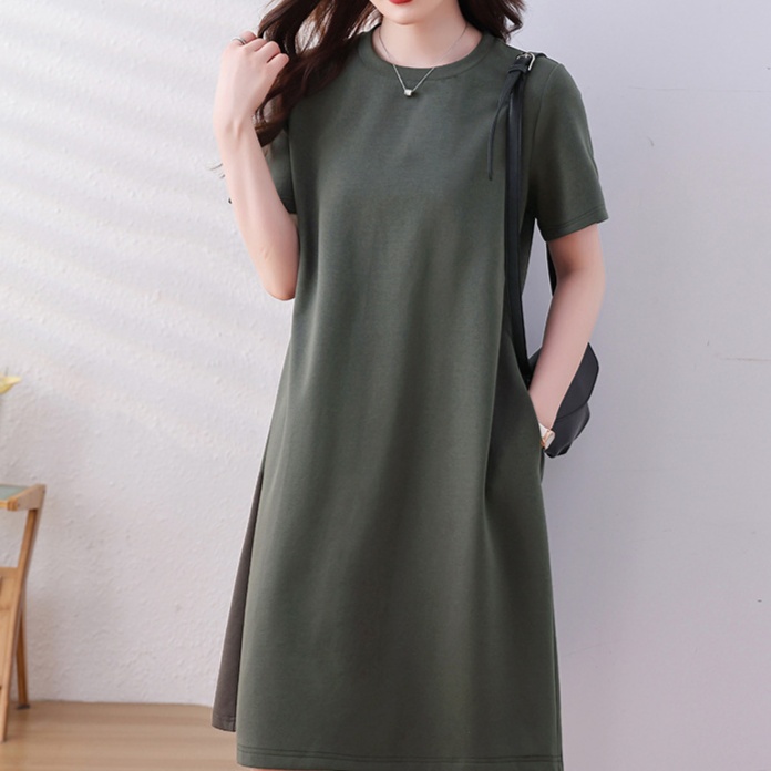 体型カバー ゆったり楽ちん シンプルデザインワンピース