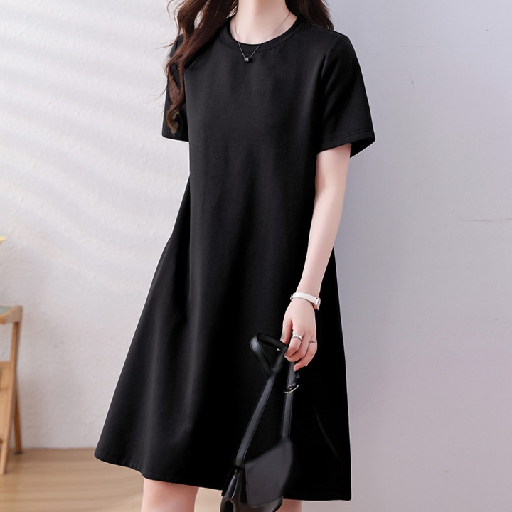 体型カバー ゆったり楽ちん シンプルデザインワンピース