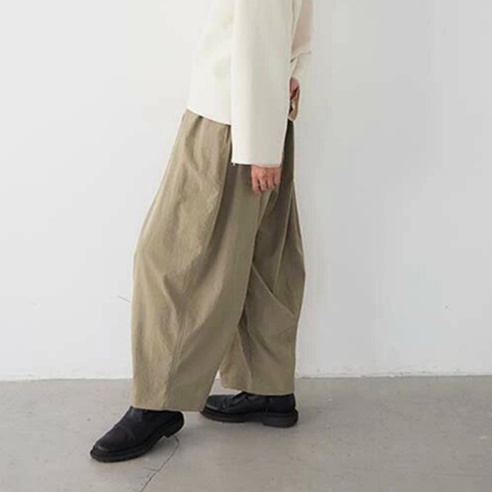 体型カバー ゆったりワイドシルエットパンツ