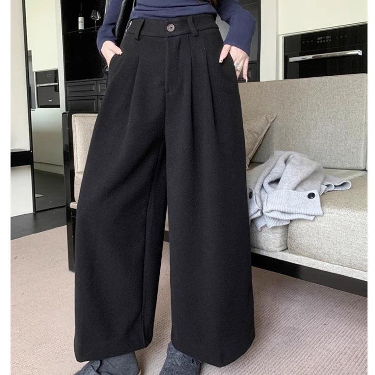 体型カバー ゆったりワイドパンツ