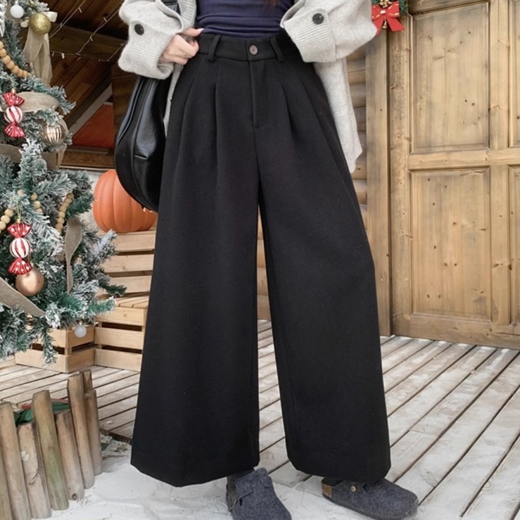 体型カバー ゆったりワイドパンツ