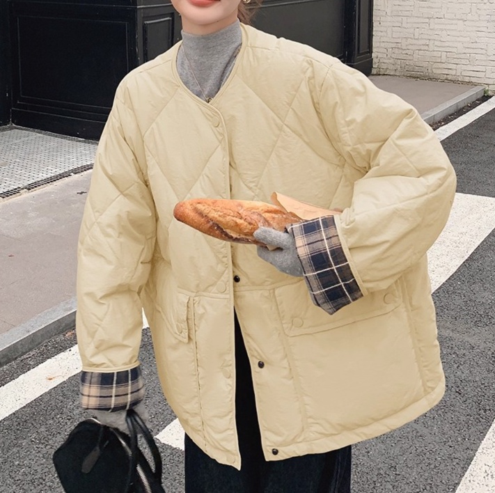 体型カバー ゆったりキルティング中綿ジャケット