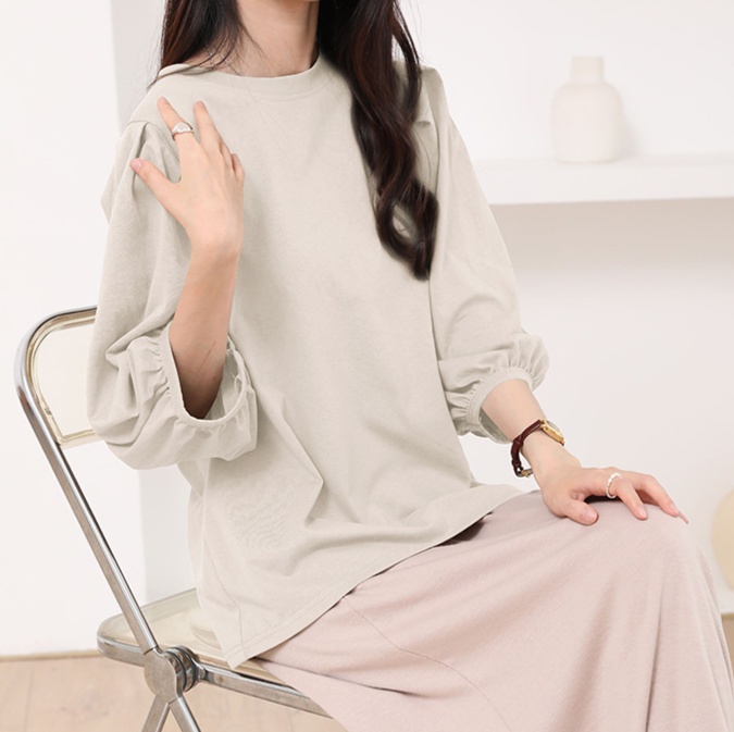 体型カバー ふんわり袖のゆったりブラウス