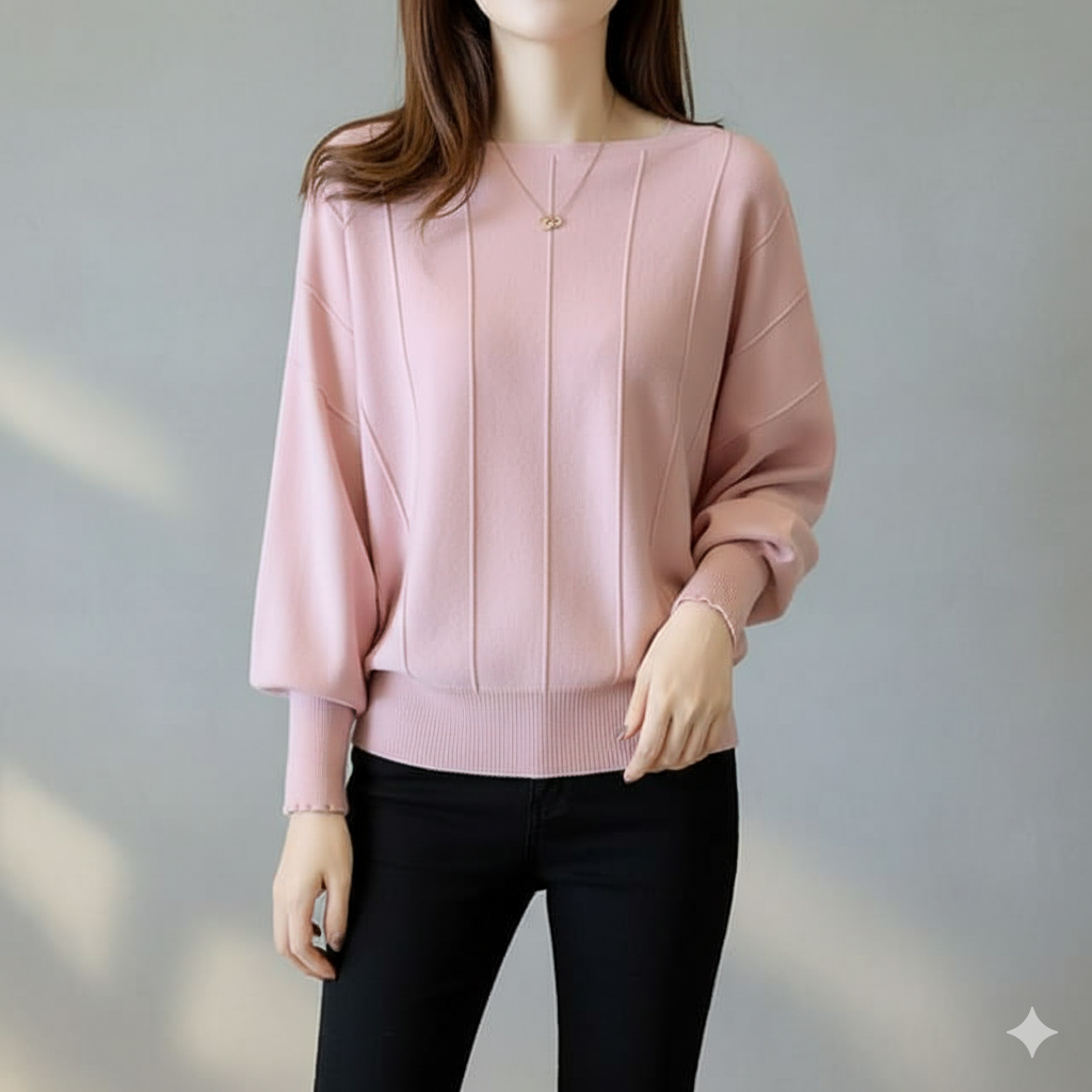 トップス 縦ライン美シルエット楽ちん袖セーター