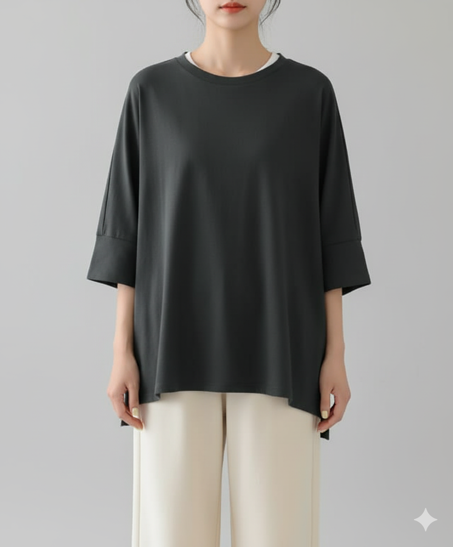 ゆったりドロップショルダー体型カバーブラウス