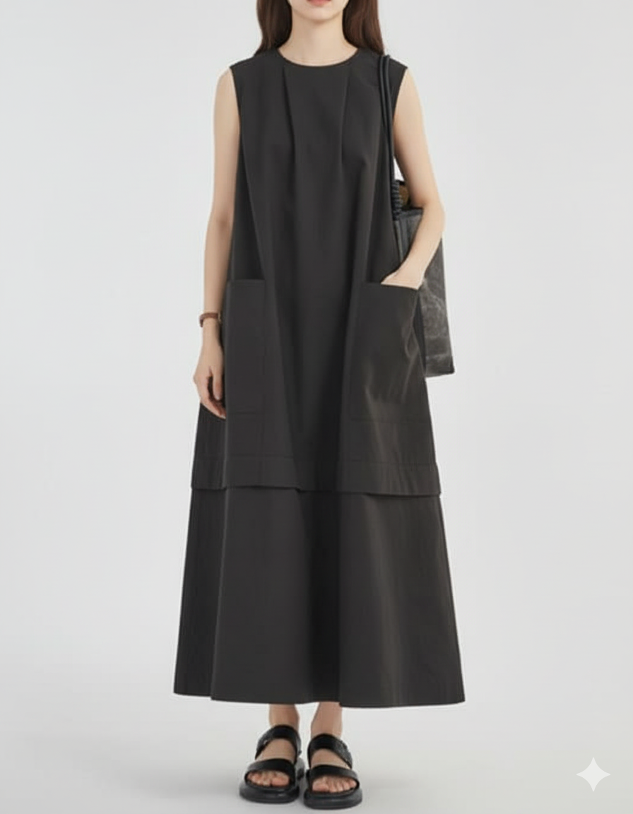 ワンピース ゆったりシルエット 体型カバーマキシワンピース