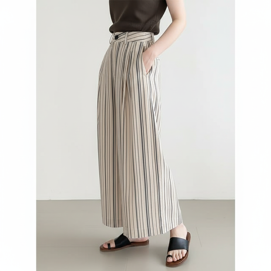 ストライプのワイドパンツ、着こなし方とおすすめコーデ