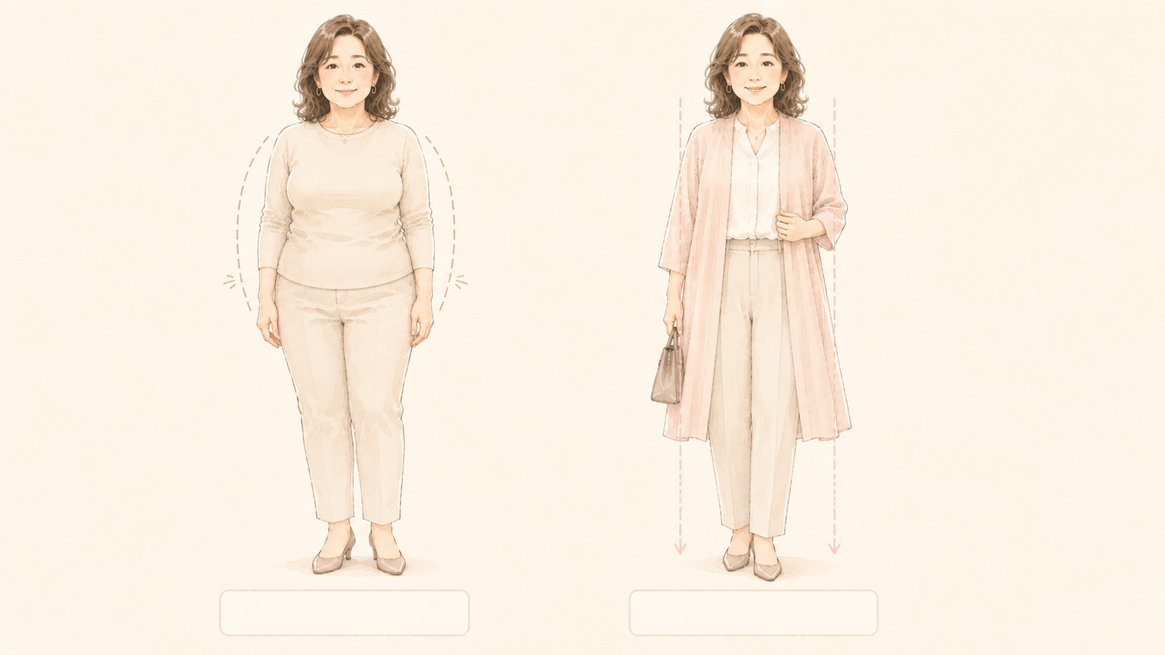 骨格ストレートのシルエット 縦のラインを作って細見えさせる着こなし比較