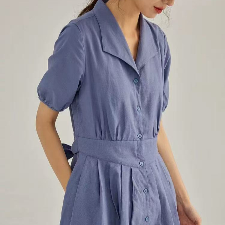 体型カバー ゆったりシルエットシャツワンピース