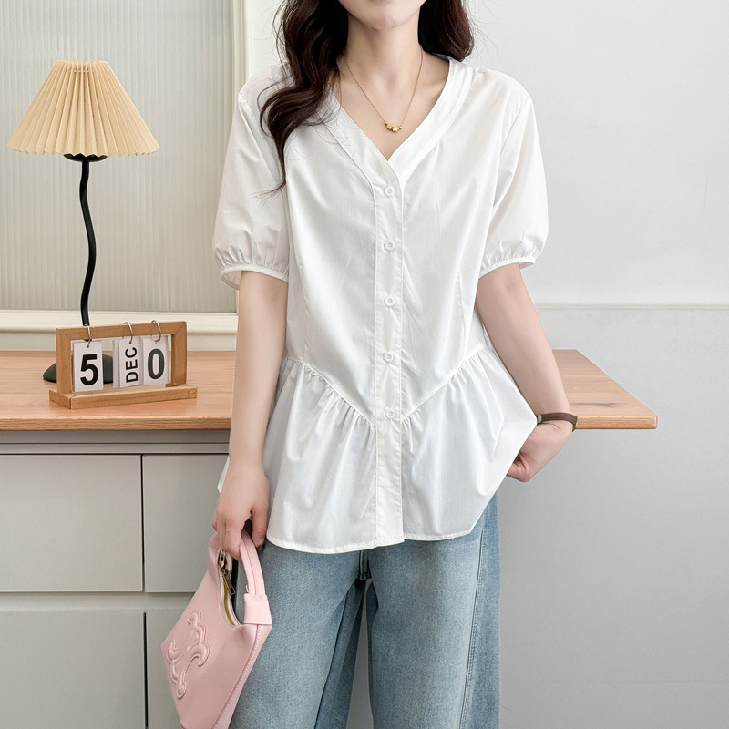 体型カバー ふんわり袖フレアブラウス