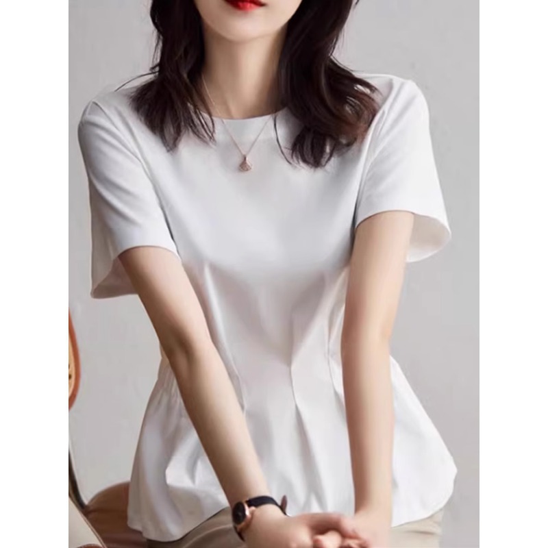 トップス すっきり美シルエット ペプラムブラウス