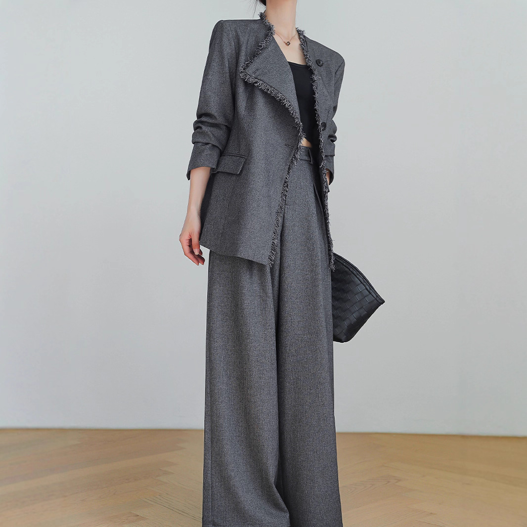 セットアップ フリンジ装飾ワイドパンツセットアップ