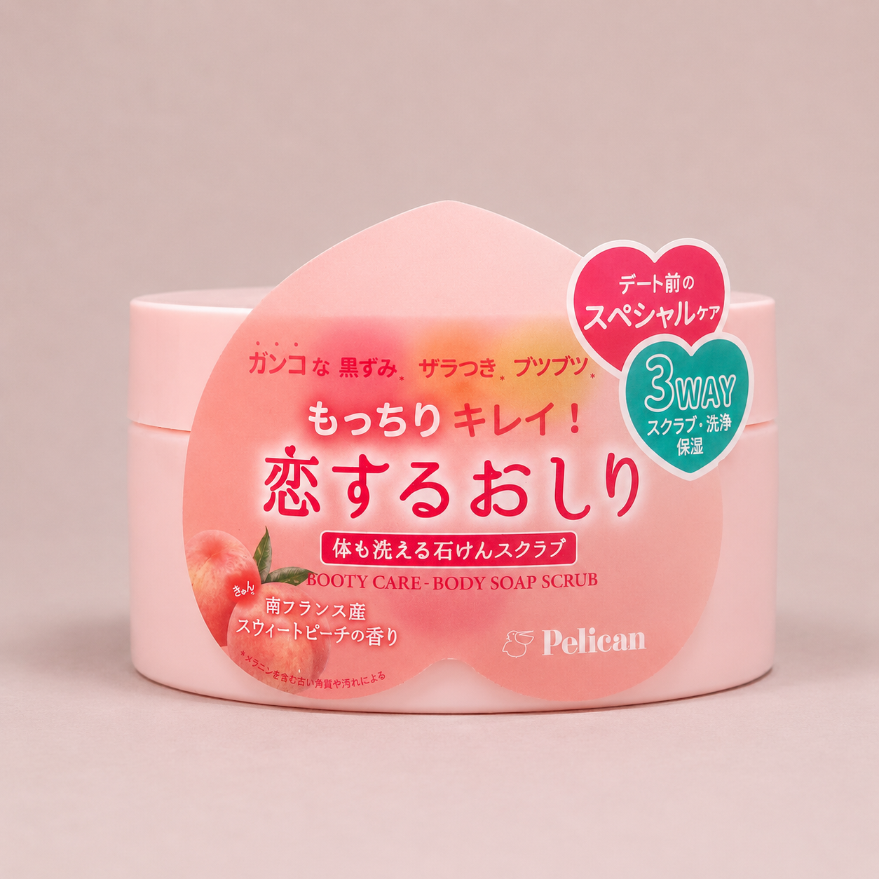メイン画像:0枚目:恋するおしり 体も洗える石けんスクラブ スウィートピーチの香り 180g
