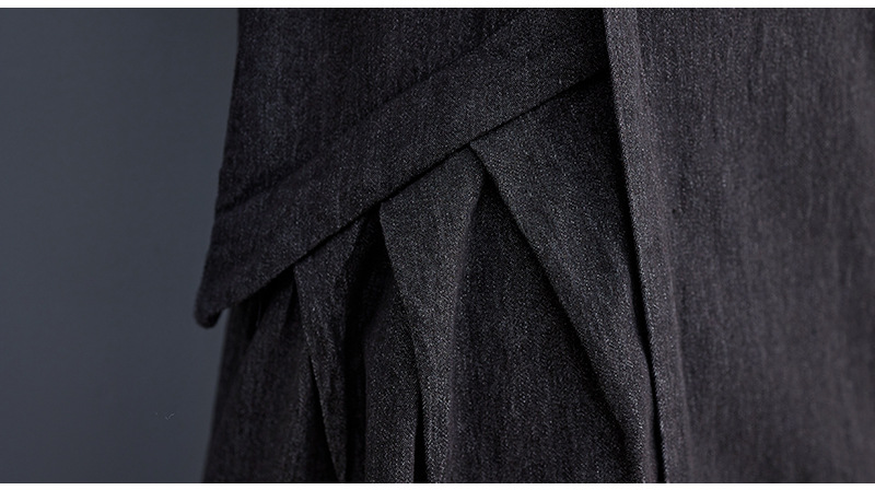 オールインワンコーデ デニム風ティアード切替長袖ワンピース