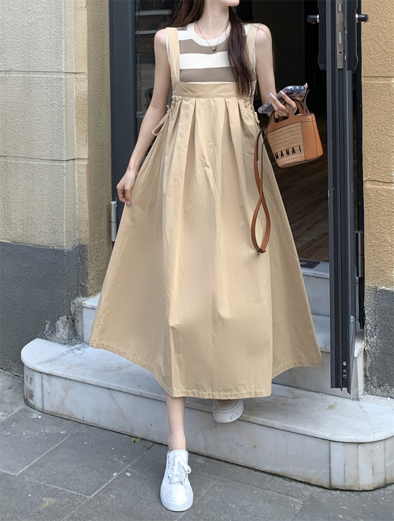 オールインワンコーデ レイヤードおしゃれなゆったりワンピース