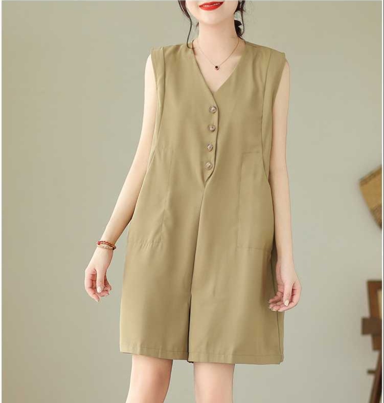 オールインワンコーデ ノースリーブ楽ちんサロペット