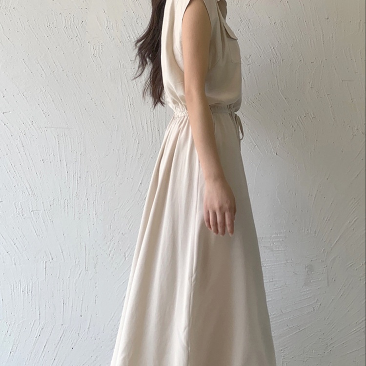 オールインワンコーデ リラックス感漂うドロスト調節シャツワンピース