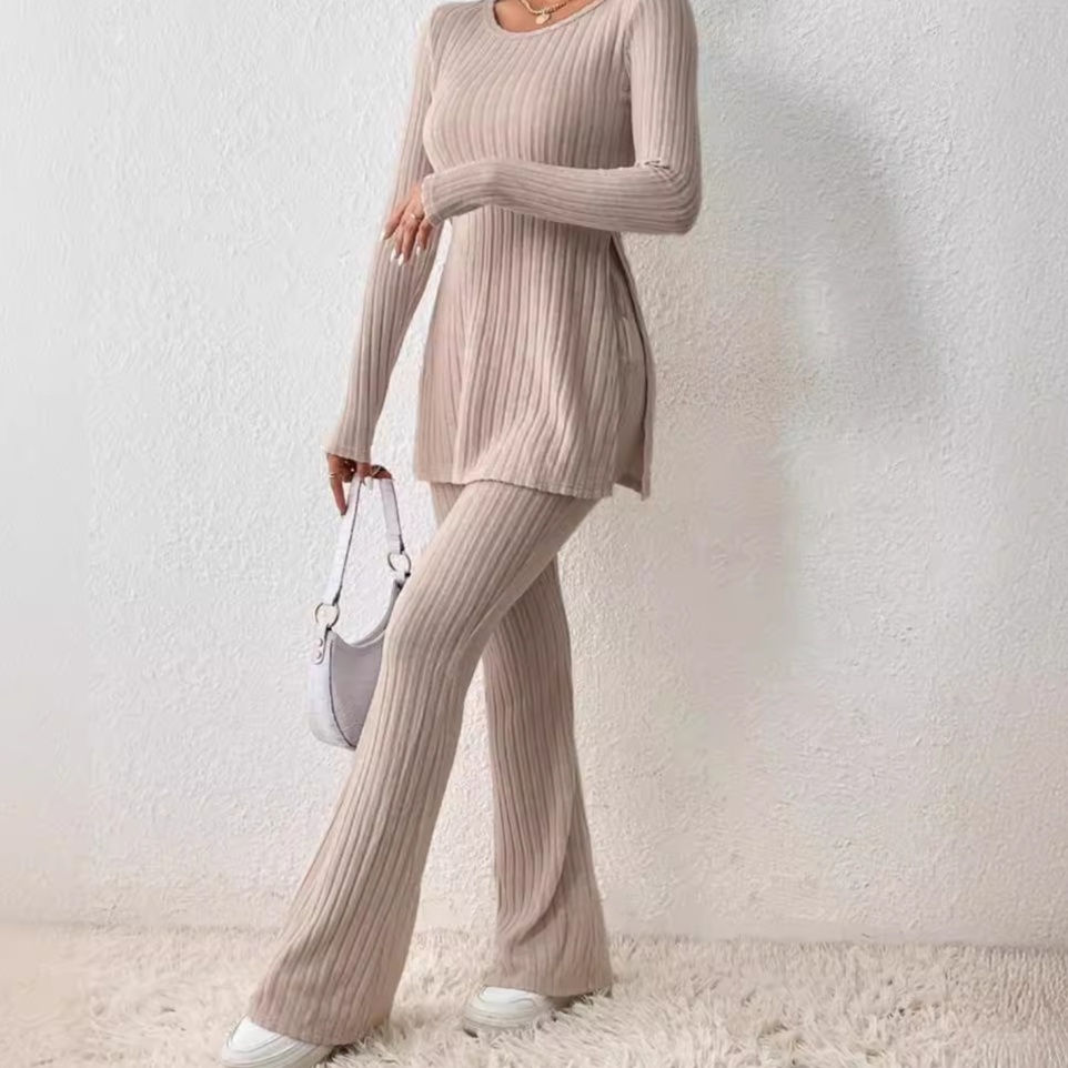 リブ編み上質感ゆったりニットセットアップ