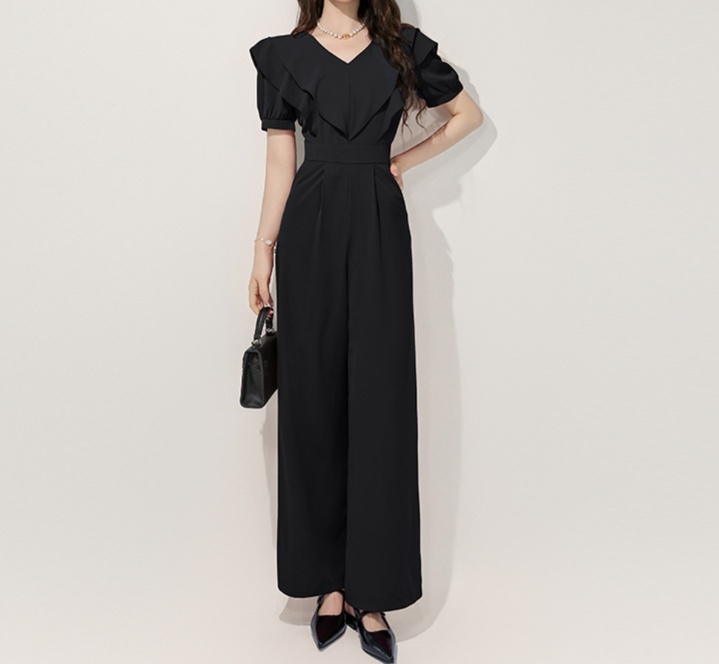 オールインワンコーデ フリル袖デザイン ワイドパンツ オールインワン