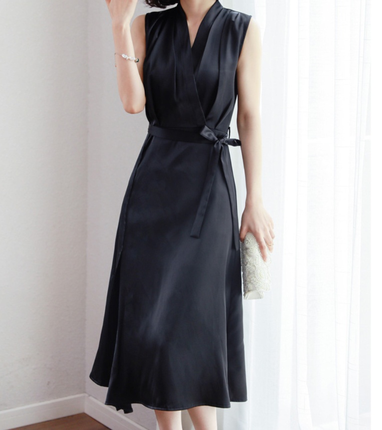 オールインワンコーデ 上品シルエットラップデザインワンピース