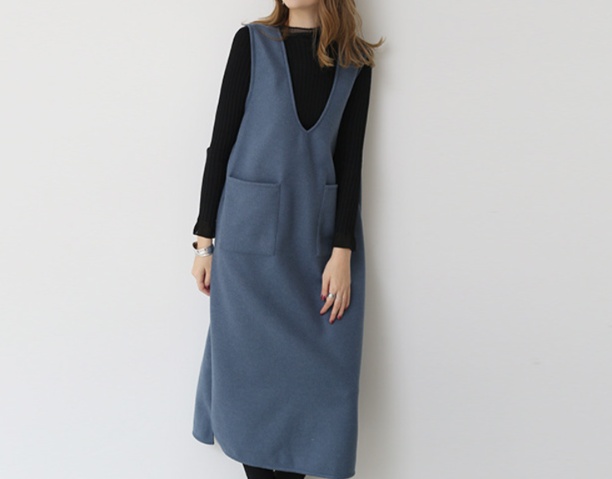 オールインワンコーデ ゆったりシルエット重ね着風ジャンパースカート