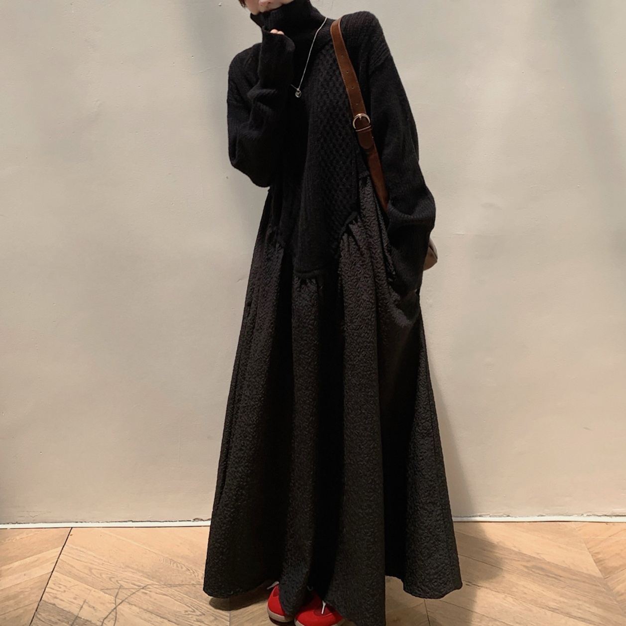 オールインワンコーデ 立体感が素敵なティアードワンピース