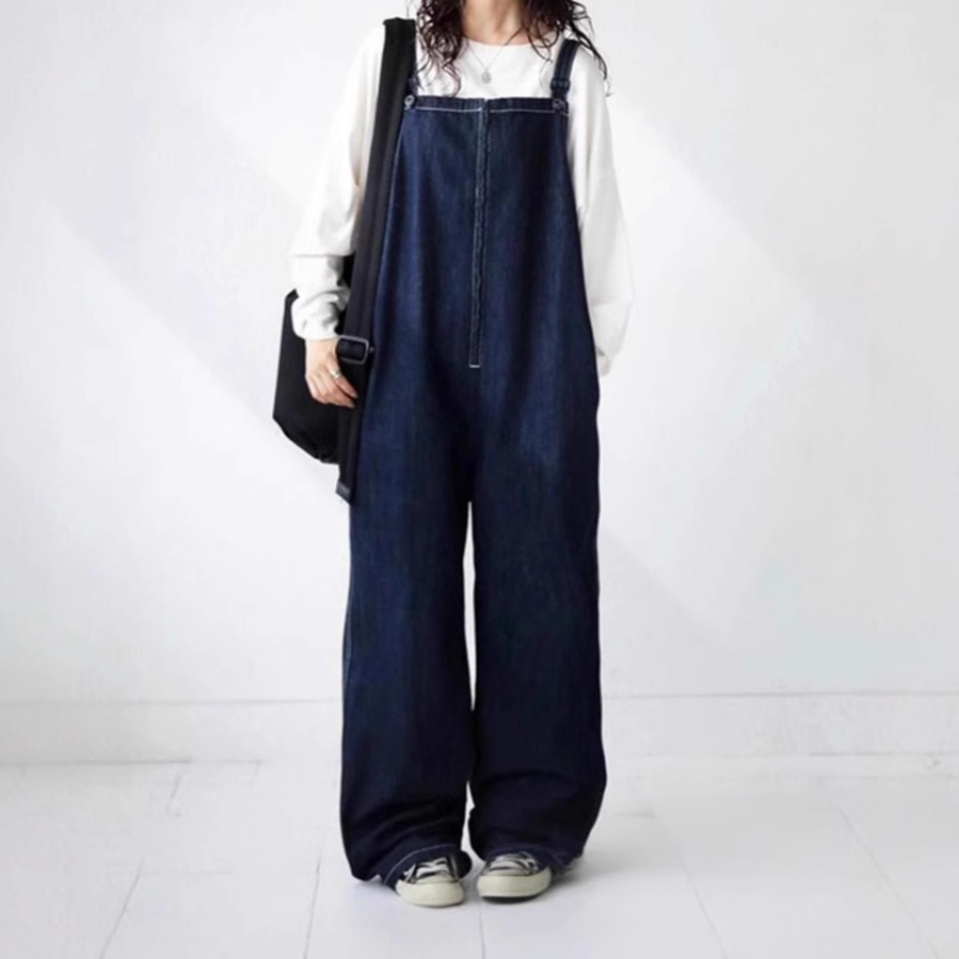 オールインワンコーデ ゆったりシルエット大人カジュアルデニムサロペット