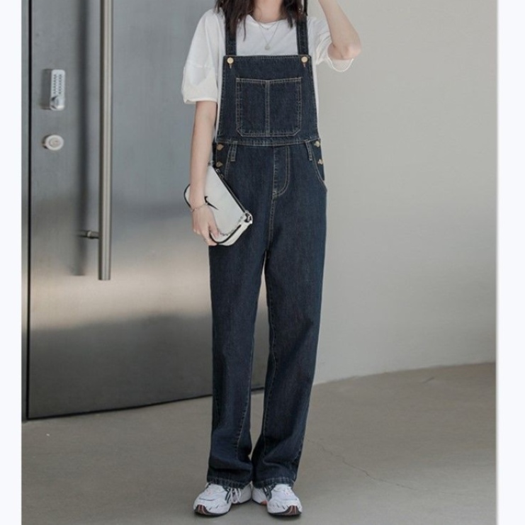 オールインワンコーデ ゆったりワイドシルエットデニムサロペット