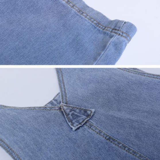 オールインワンコーデ 裾ロールアップデニムサロペット美脚仕様