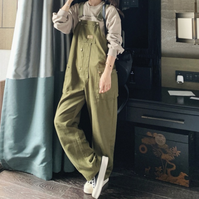 オールインワンコーデ ゆったりシルエット作業着風サロペットパンツ