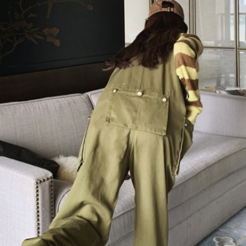 オールインワンコーデ ゆったりシルエット作業着風サロペットパンツ