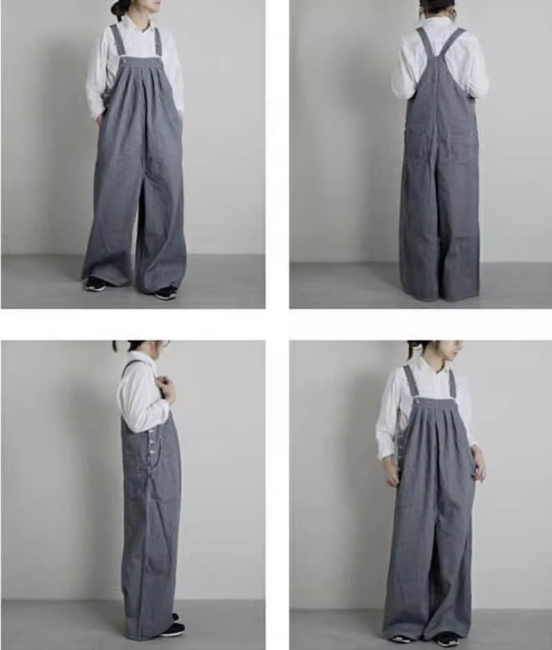 オールインワンコーデ ゆったりシルエットのデニムサロペット