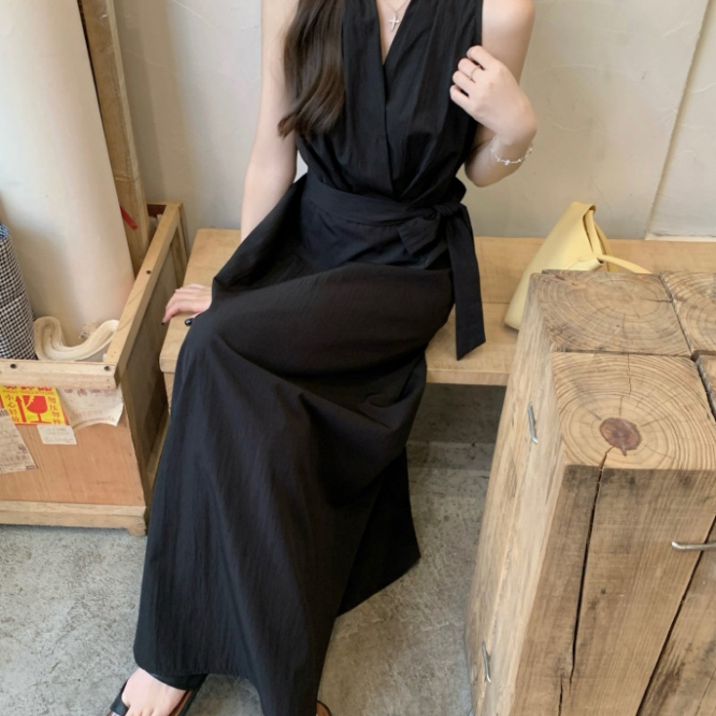 オールインワンコーデ シンプル上品ワンピース風サロペット