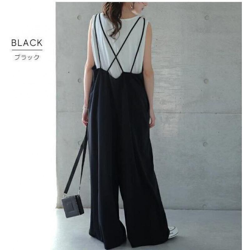 オールインワンコーデ 大人カジュアル キャミサロペット