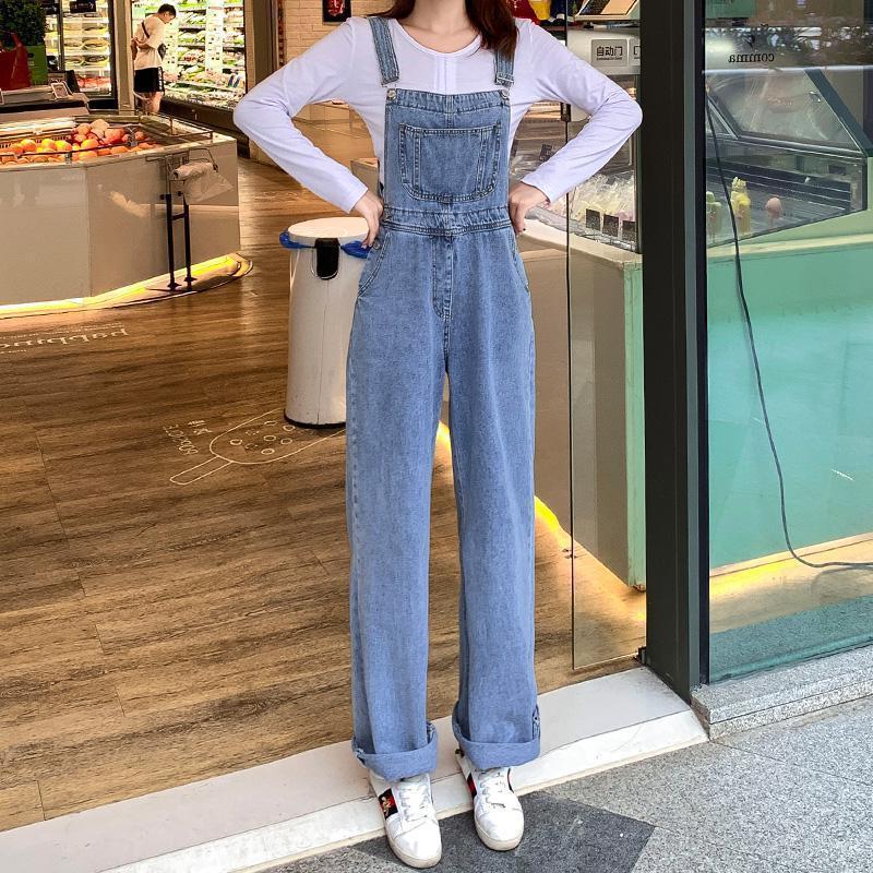 オールインワンコーデ 裾ロールアップデニムサロペット美脚仕様